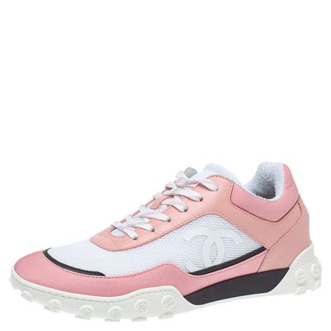 chanel sneakers pink and white